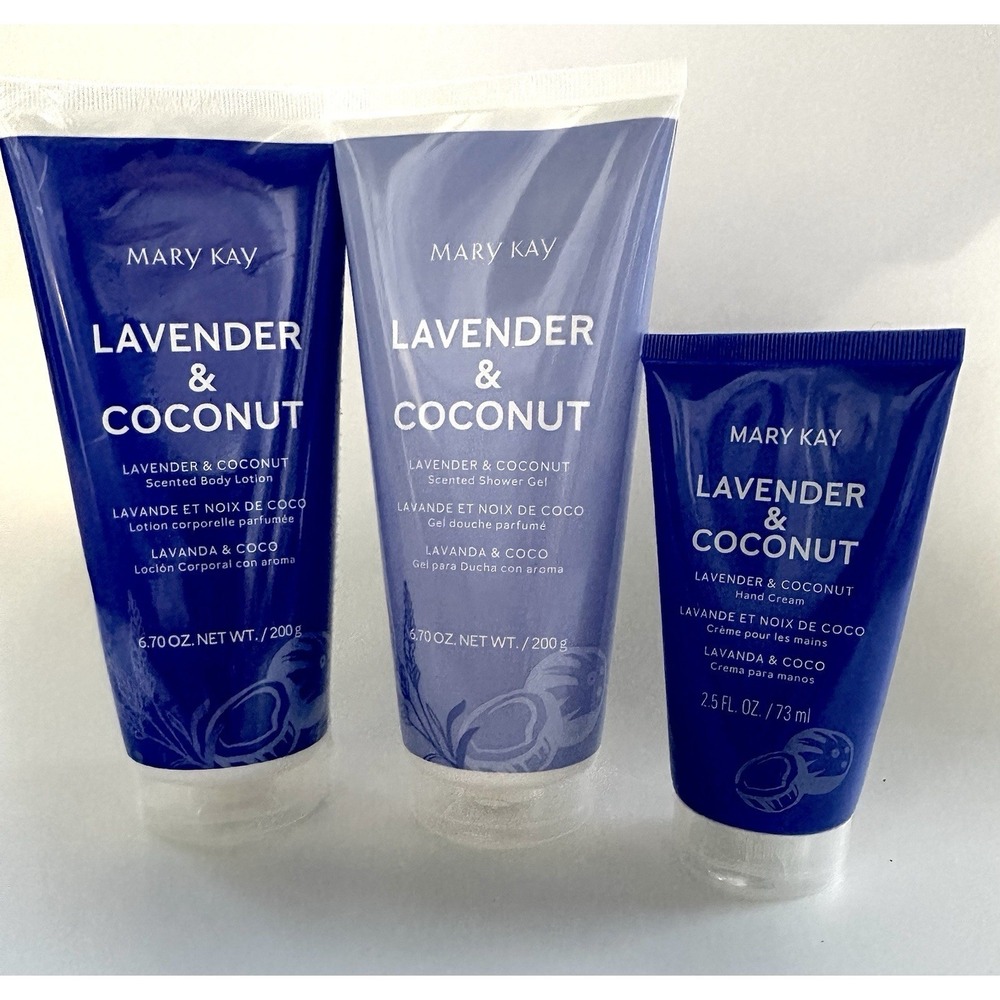 (3 Pc Set) MARY KAY LAVENDER & COCONUT SHOWER GEL, BODY LOTION, HAND CREAM
